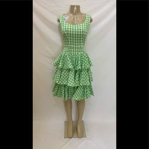 VTG 60s Sandra Sage Green/White Check Plaid Dress